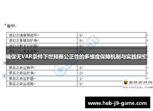 确保无VAR条件下世预赛公正性的多维度保障机制与实践探索 确保无VAR条件下世预赛公正性的多维度保障机制与实践探索